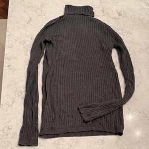 Vince Charcoal Ribbed Turtleneck Sweater